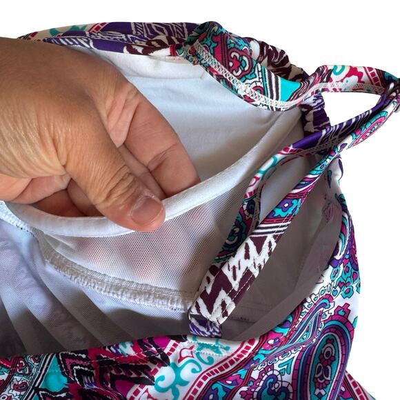 Swimsuits For All Size 18 Underwire Swimdress Paisley Aztec Print Adjustable - Picture 6 of 12